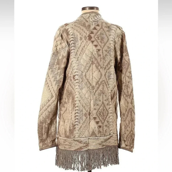 Lucky Brand Fringe Open Front Cardigan Sweater Aztec Southwestern Print Size XS - Picture 3 of 3
